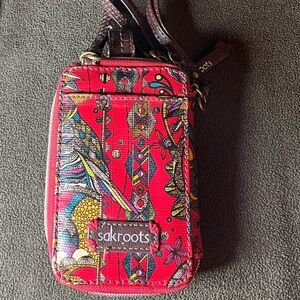 Sakroots Artist Circle Mini Crossbody Phone Bag Red Owl Print